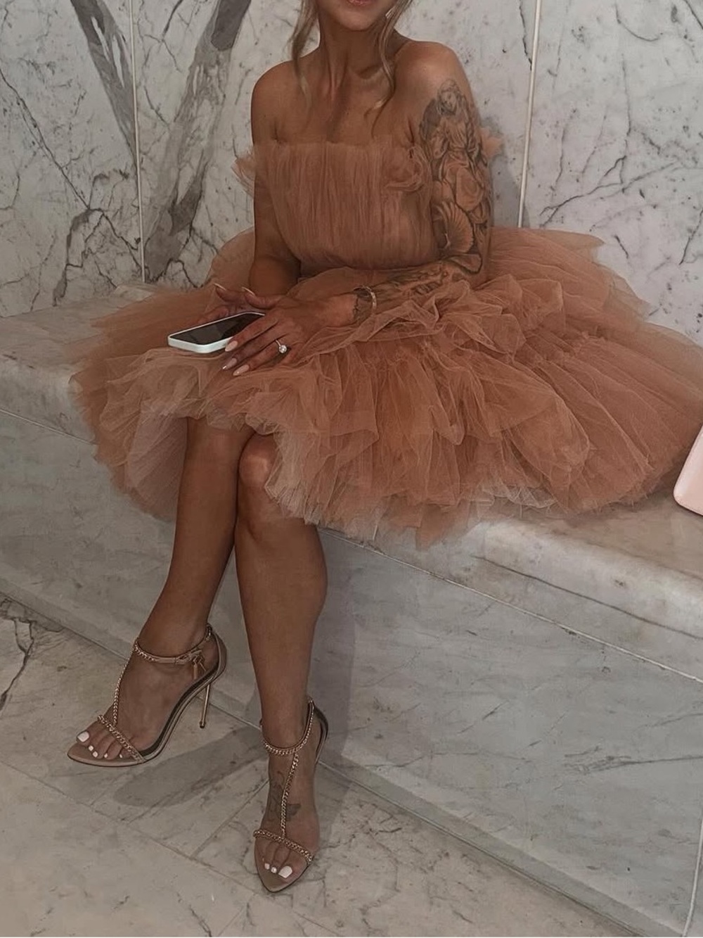 Bronx and Banco Strapless Tiered Tulle Mini Dress in Blush - Picture 4 of 4
